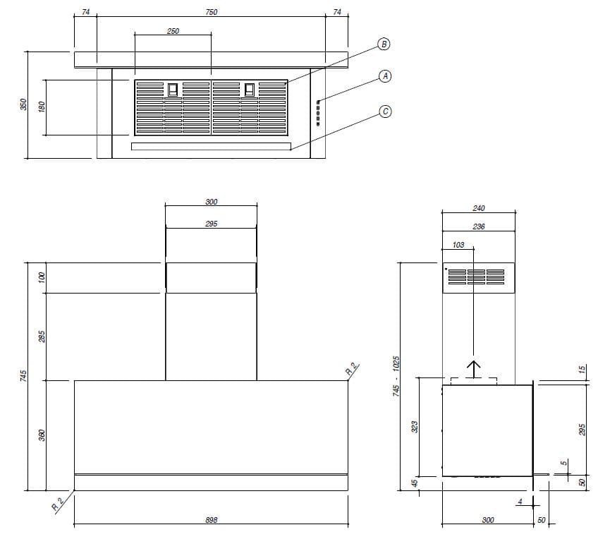 Настенный вытяжной шкаф из нержавеющей стали со встроенным освещением Barazza Mood ARCH-00072819 - Вид №2