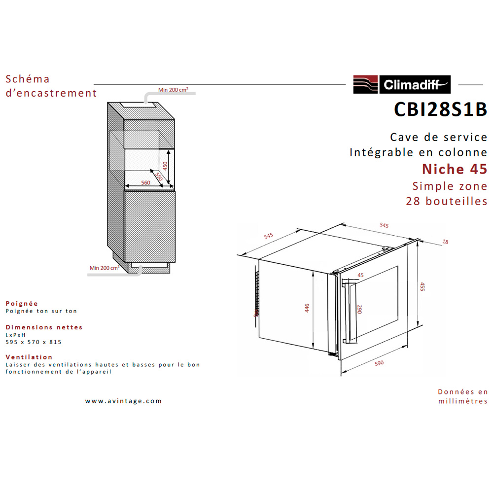 9988981 Винный шкаф Climadiff CBI28S1B черный STDN-0138227 - Вид №7
