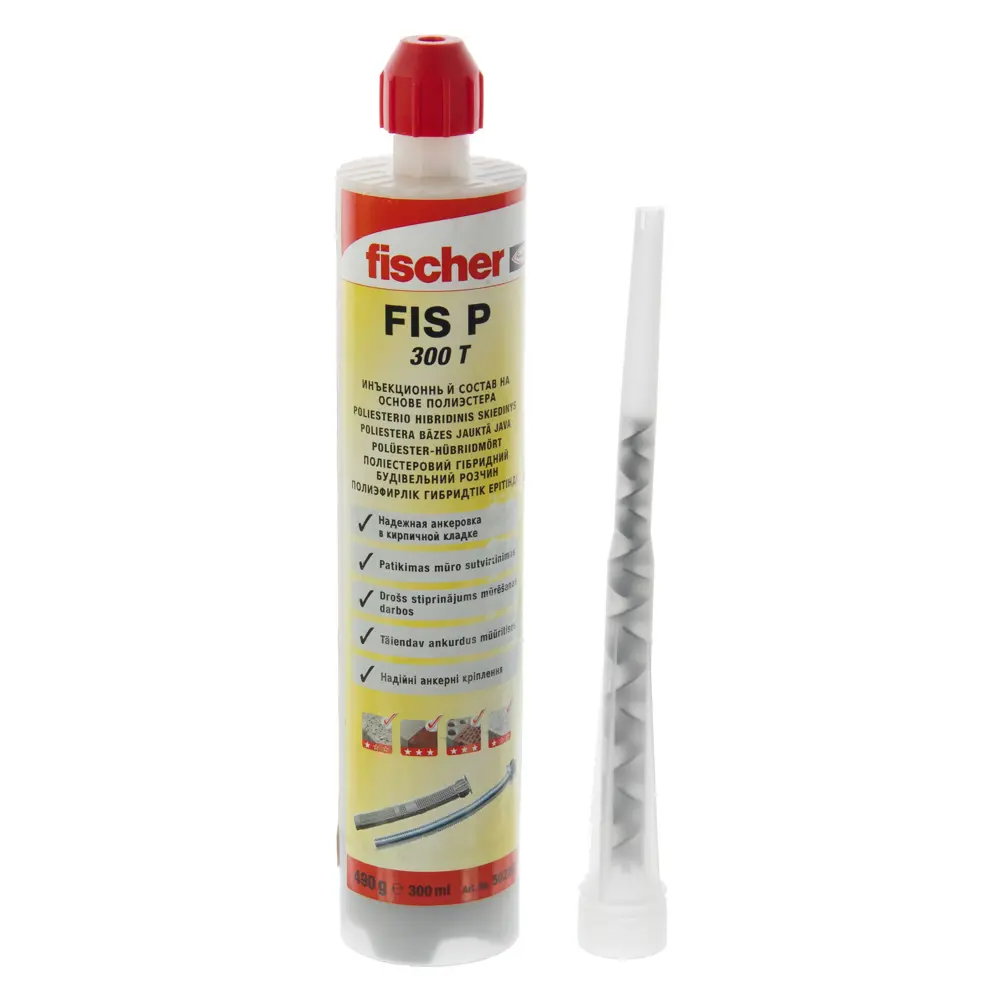 Анкер химический Fischer FIS P 300 T для пустотелого и полнотелого кирпича 18043501 STLM-2045661 