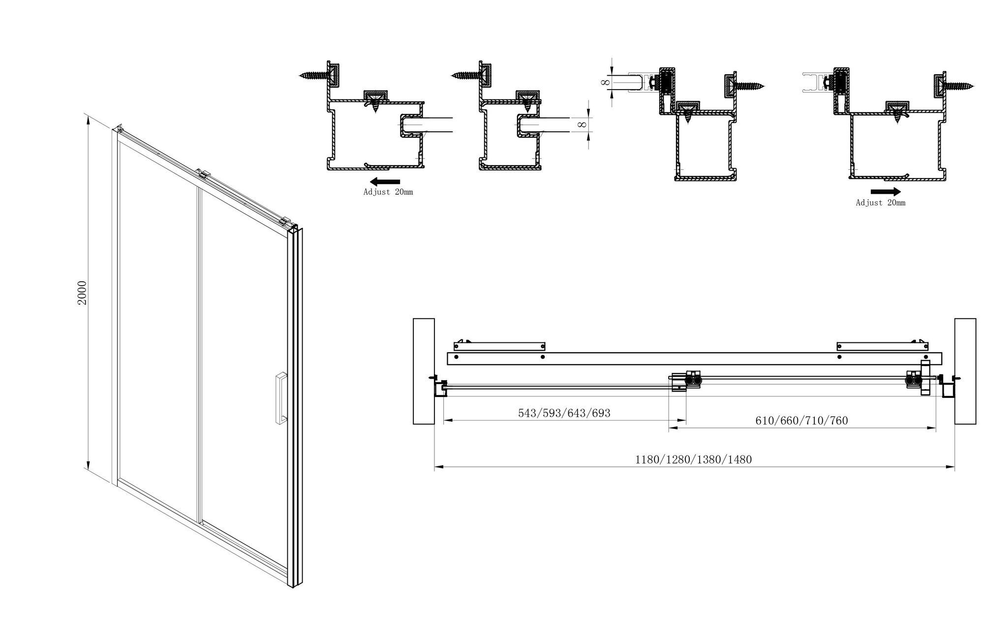 Душевая дверь в нишу CEZARES LUX-SOFT-W-BF-1-120-C-Cr-IV  - Вид №3