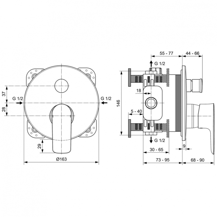A7035A5 Встраиваемый смеситель для ванны/душа Ideal Standard CONNECT AIR - Вид №2