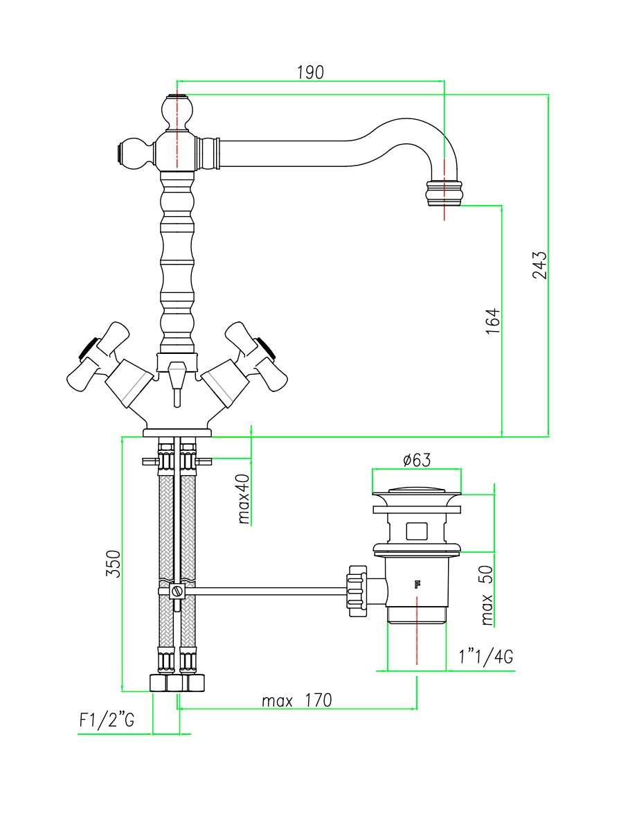 AM700302065 Смеситель для раковины Webert Armony - Вид №2