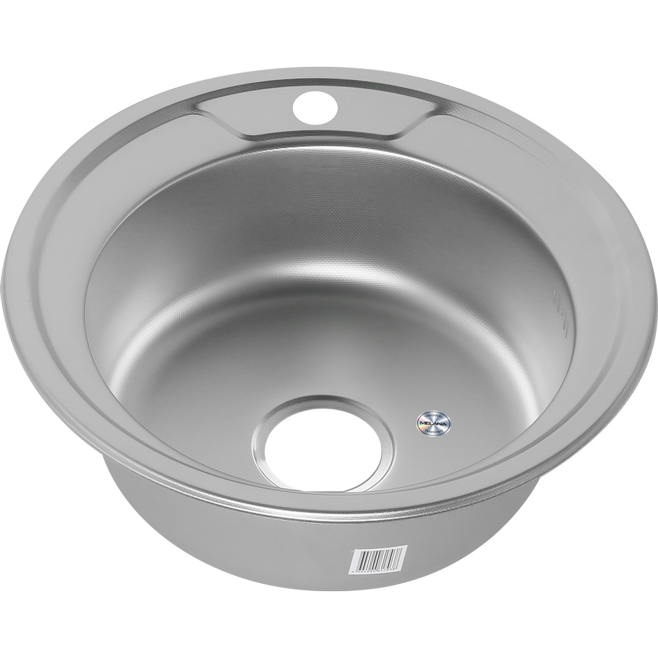 Мойка 490 MELANA 0,8/180 ДЕКОР врезная круглая с сифоном (090D ta *15) 090D ta (*15)