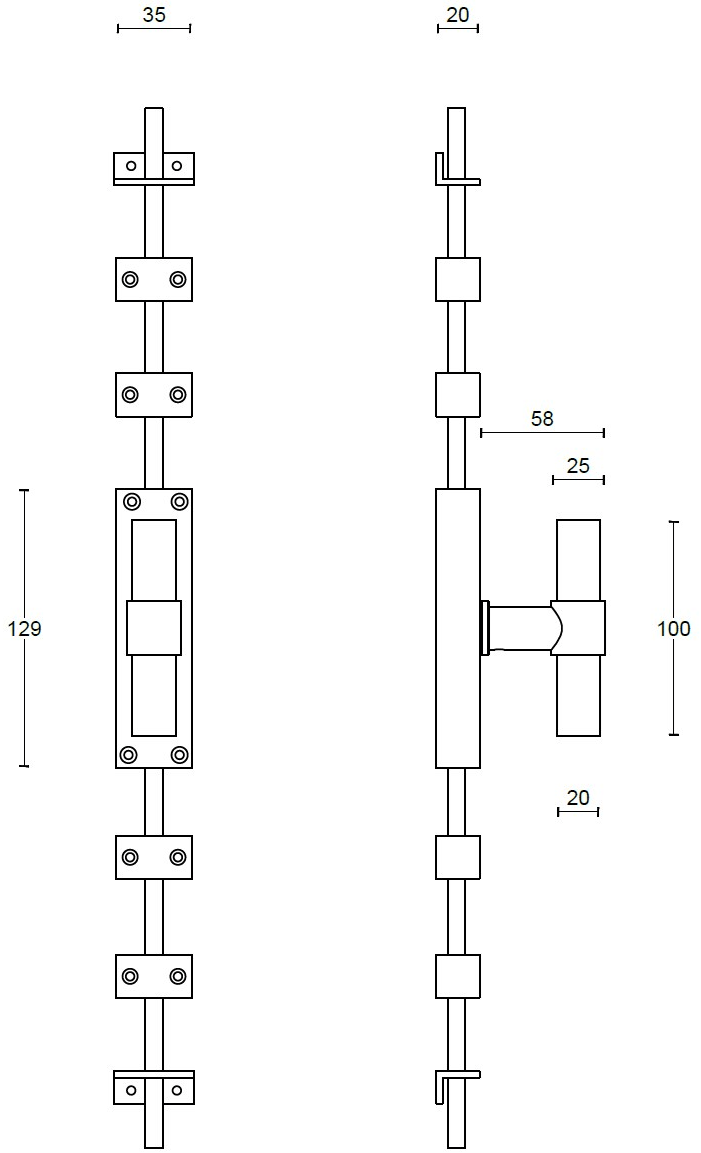 Formani Болт Cremone для стальных окон на пластине One K-pbt20 - Вид №1