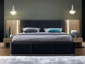 GAUTIER Кровать из экокожи со встроенными прикроватными тумбочками