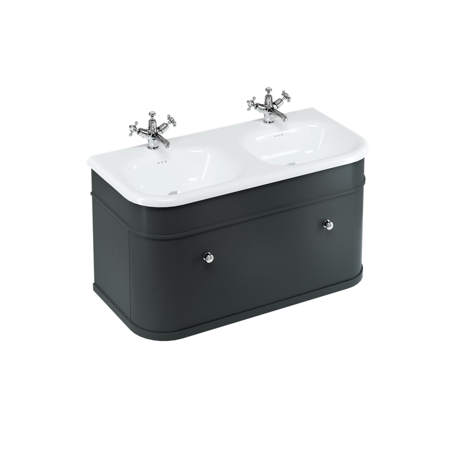 Burlington Chalfont Chalfont 1000мм Тумба с одним выдвижным ящиком - Матовый черный с хромированными ножками CH100MB-CHLEGCHR  - Вид №4