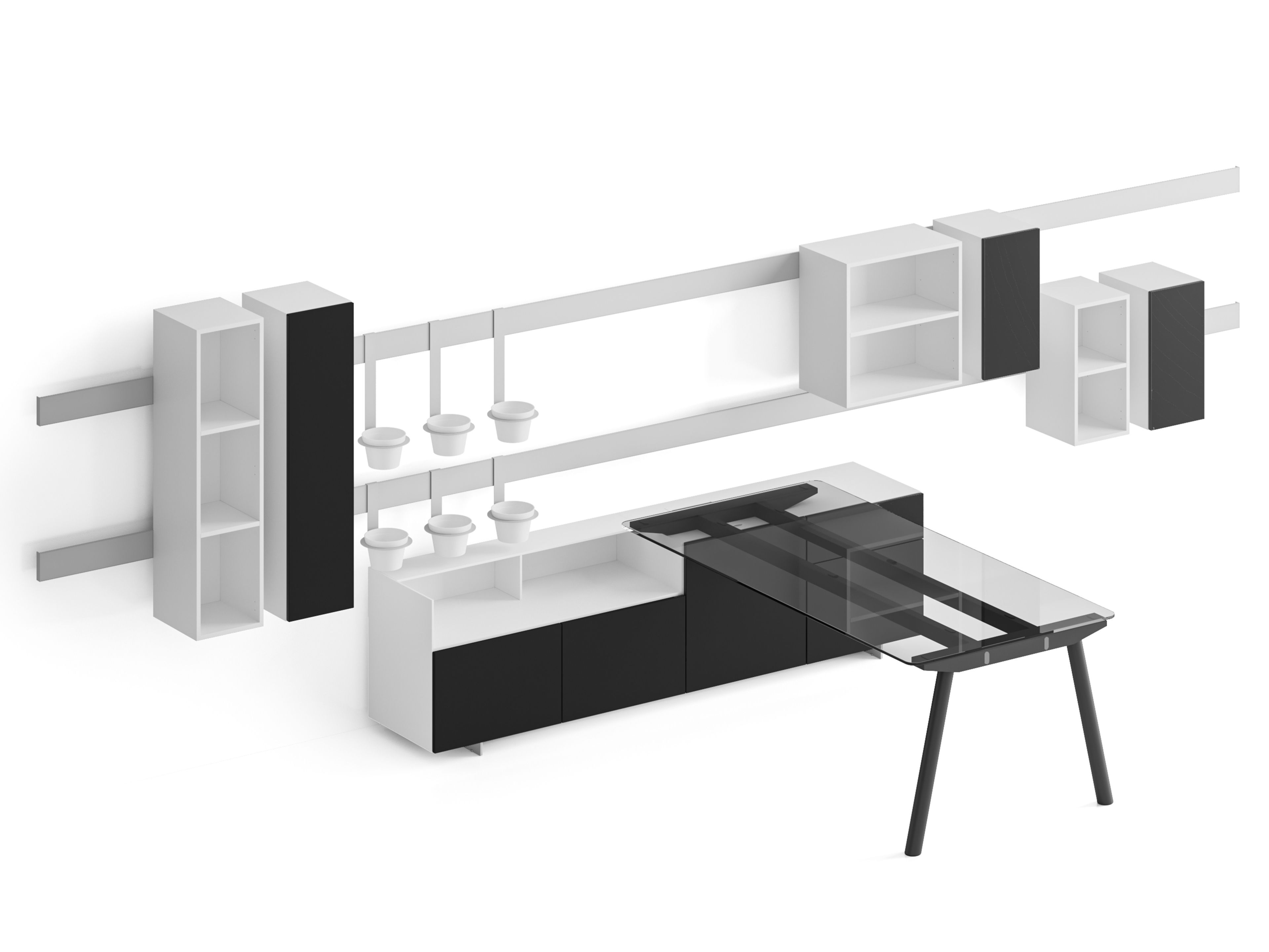 Меламиновая секционная стена с письменным столом DVO Milo ARCH-00093322