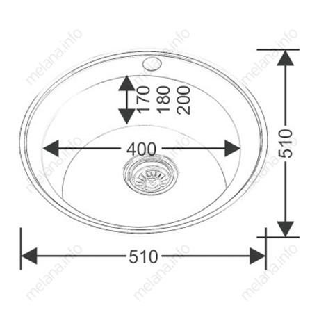 Мойка 510 MELANA 0,8/180 ДЕКОР врезная круглая с сифоном (101D ta *15) 101D ta (*15) - Вид №1