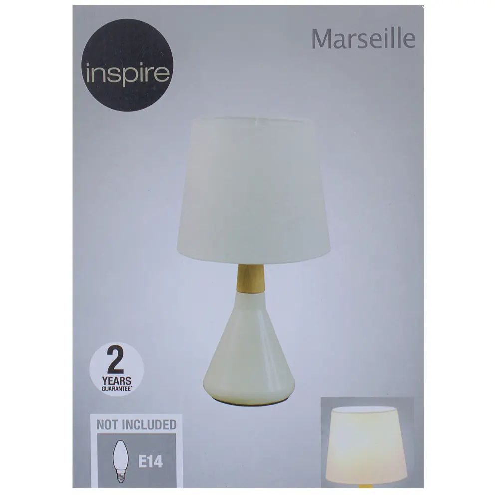 Настольная лампа Inspire Marseille 1xE14x40 Вт, металл/лён, цвет белый 18580402 STLM-2168686  - Вид №4