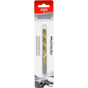 Сверло спиральное по металлу HSS-G Elitech 8x117 мм 89402786