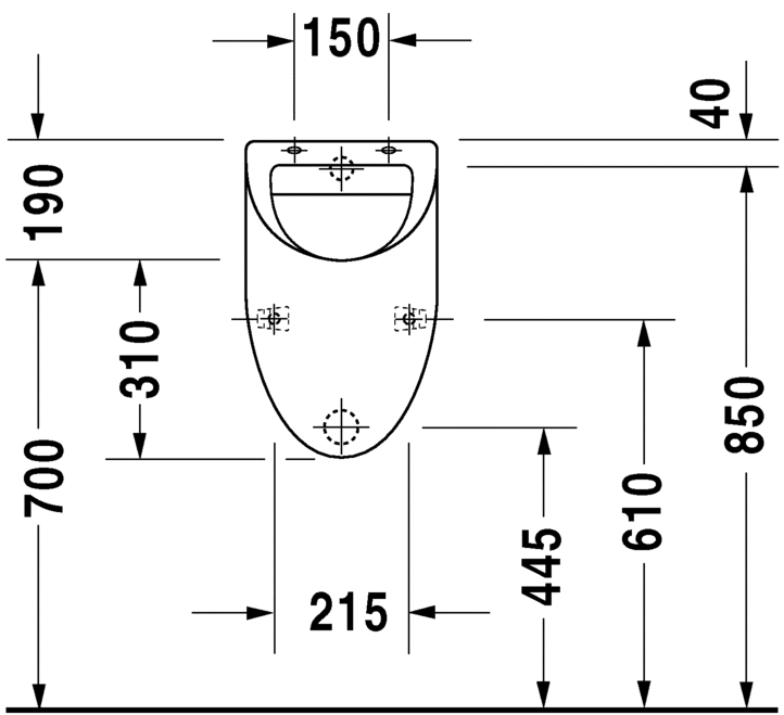0823350000 Настенный писсуар, уринал с мушкой Duravit  - Вид №3