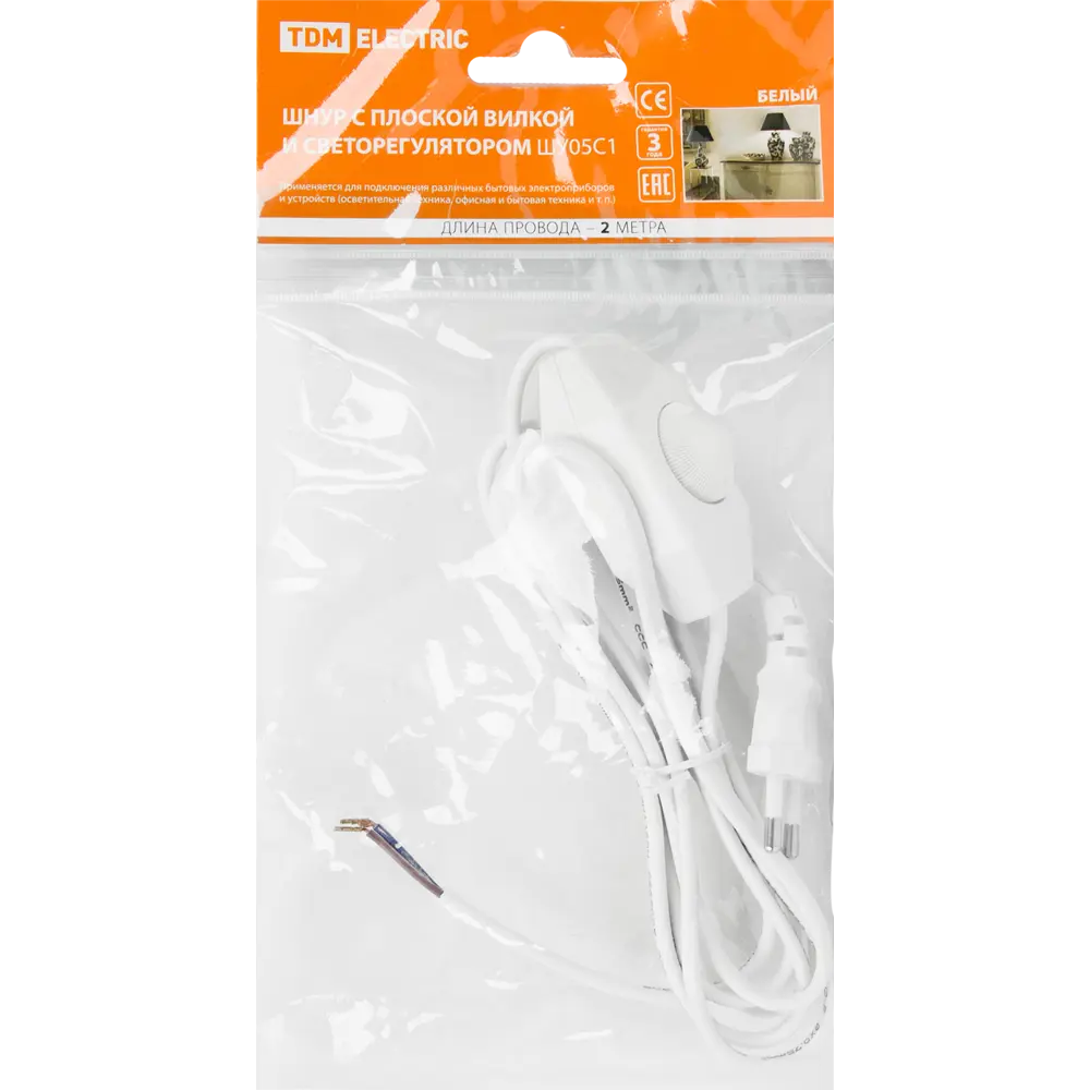 TDM ELECTRIC - Шнур с диммером для регулировки освещения, белый 2 м 82403717 STLM-0026715 - Вид №6