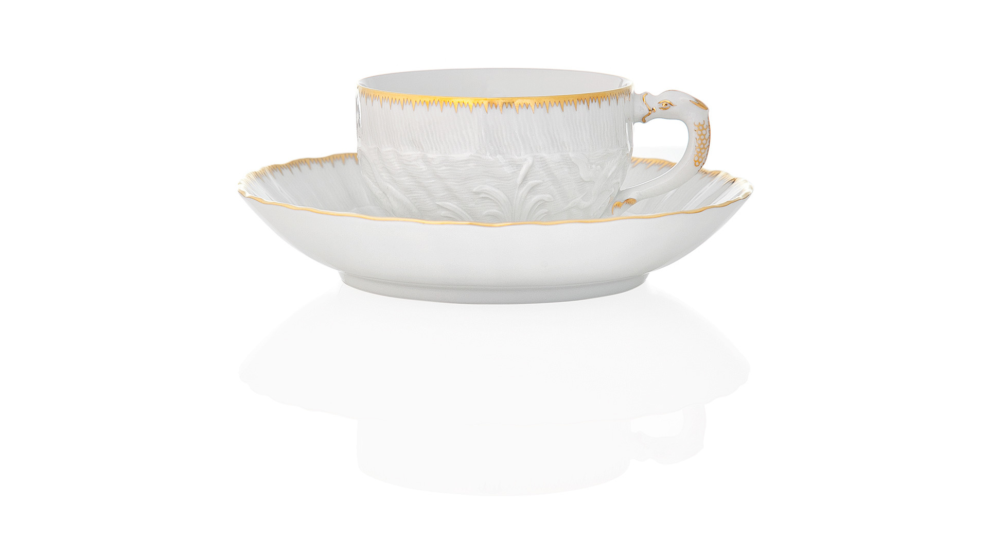 10618740 Meissen Сервиз чайный 6/21 "Лебединый сервиз" (золотой кант) Фарфор  - Вид №1