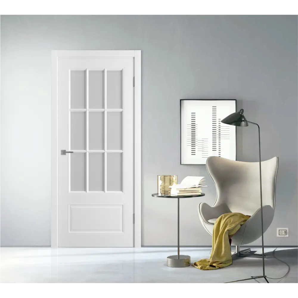 Комплект двери Эрика со стеклом 80x200 см эмаль белый с добором 100 мм VFD STLM-2195208 - Вид №1