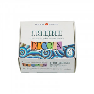 2941024 Краска акриловая набор глянцевых красок 6 цв. 20 мл DECOLA