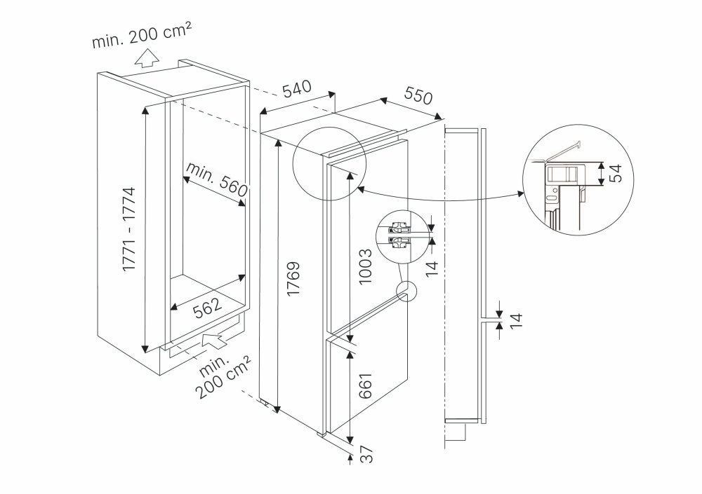 9255895 Встраиваемый холодильник Kuppersbusch FKGF 8851.0I STDN-0014570 - Вид №1