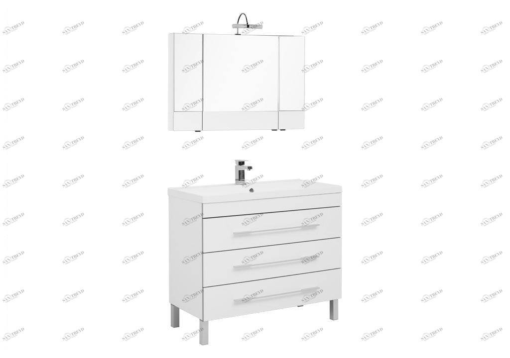 Комплект мебели для ванной Aquanet Верона NEW 100 белый (напольный 3 ящика) 00230322