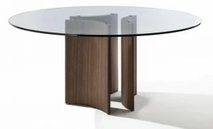 Porada Круглый хрустальный стол и подставка из ореха каналетта Twenty