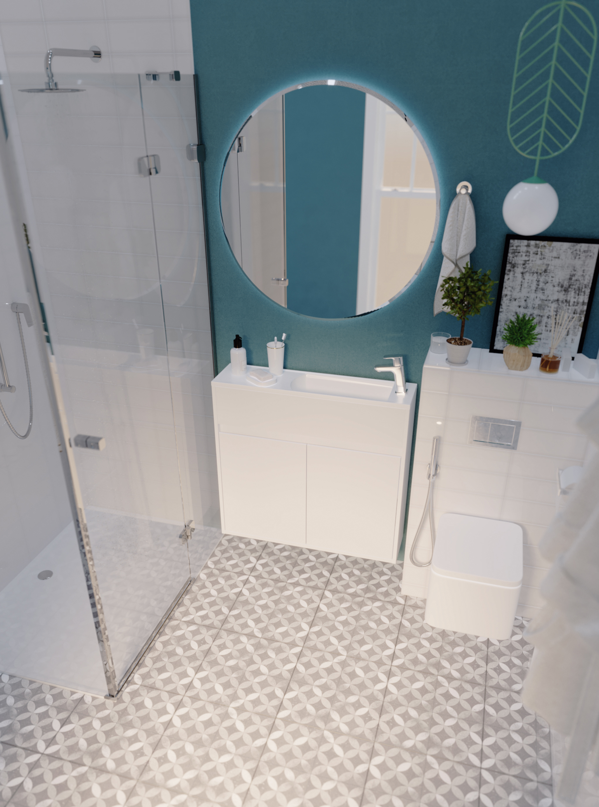 У92325 Тумба с раковиной Stretto 80П 2д. Белый глянец 1 Marka Stretto  - Вид №3