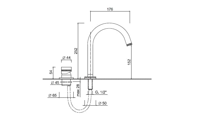 Смеситель для раковины с 2 отверстиями Rubinetteria Giulini MyRing Deluxe ARCH-00054812 - Вид №2
