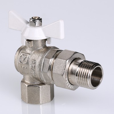 VT.228.NW.04 Кран шаровой VALTEC BASE угловой с полусгоном и белой ручкой Valtec 1/2"  - Вид №1