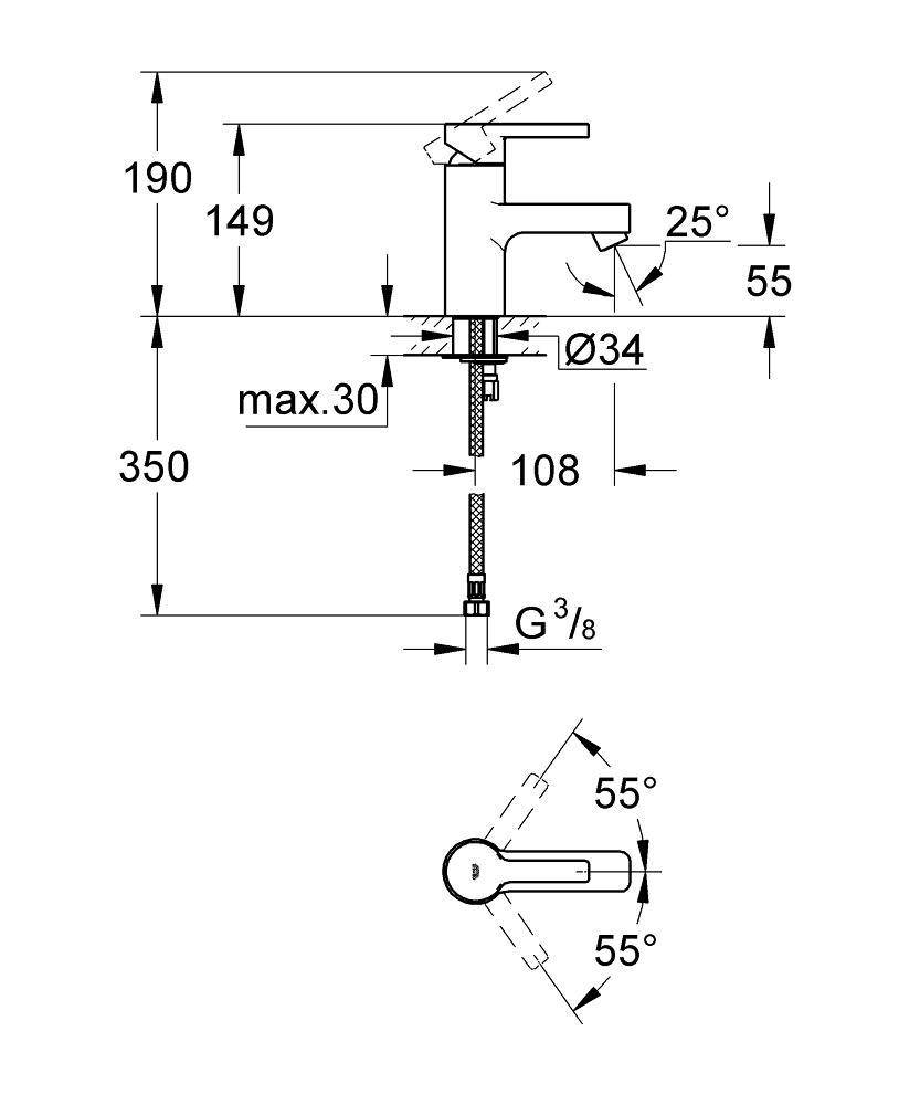 23106000 Смеситель для раковины Grohe Lineare хром - Вид №1