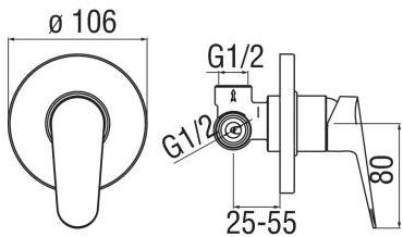 Nobili Rubinetterie Смеситель для душа однорычажный из нержавеющей стали Blues Bs101108cr - Вид №1