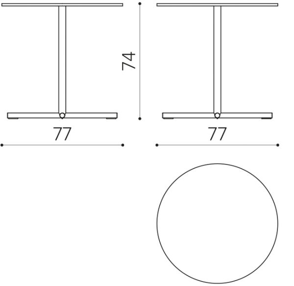 NT T0HR Table 77 W x 77 D x 74 H True Design Notable - Вид №1