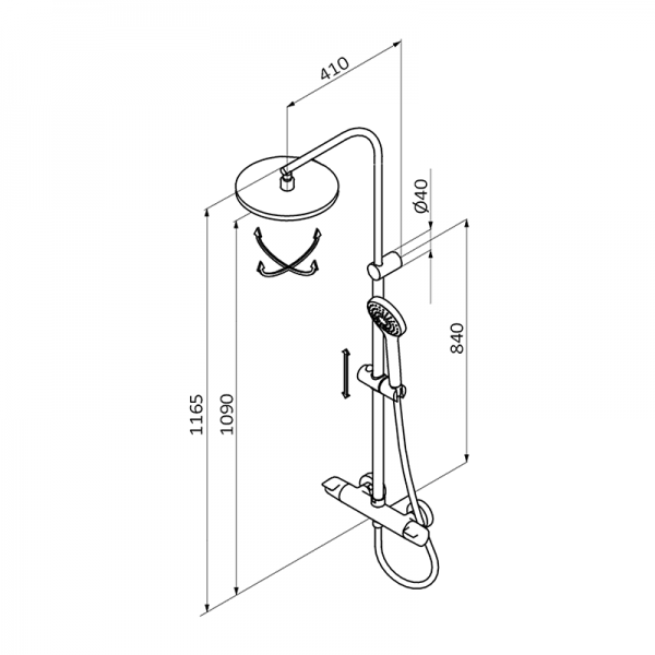 50425500XL BASIC Душ термостатический с колонкой Хром GRB MIXERS  - Вид №1