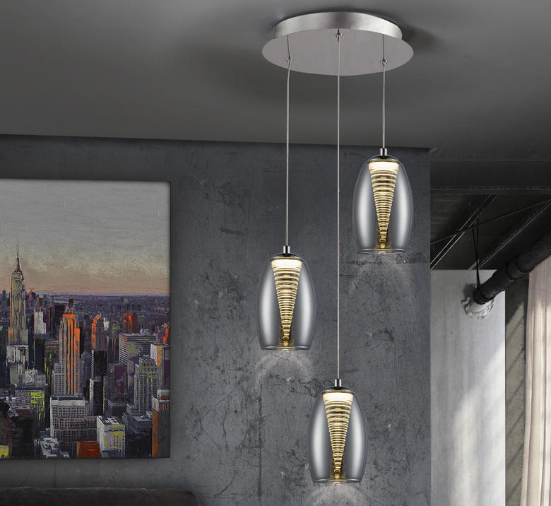 057976 Подвесной светильник 3L LED хром Schuller Nebula