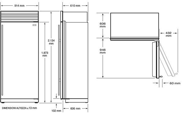 Sub-Zero Встраиваемый вертикальный морозильник из нержавеющей стали класса а +  Icbbi-36f/s/th  - Вид №10