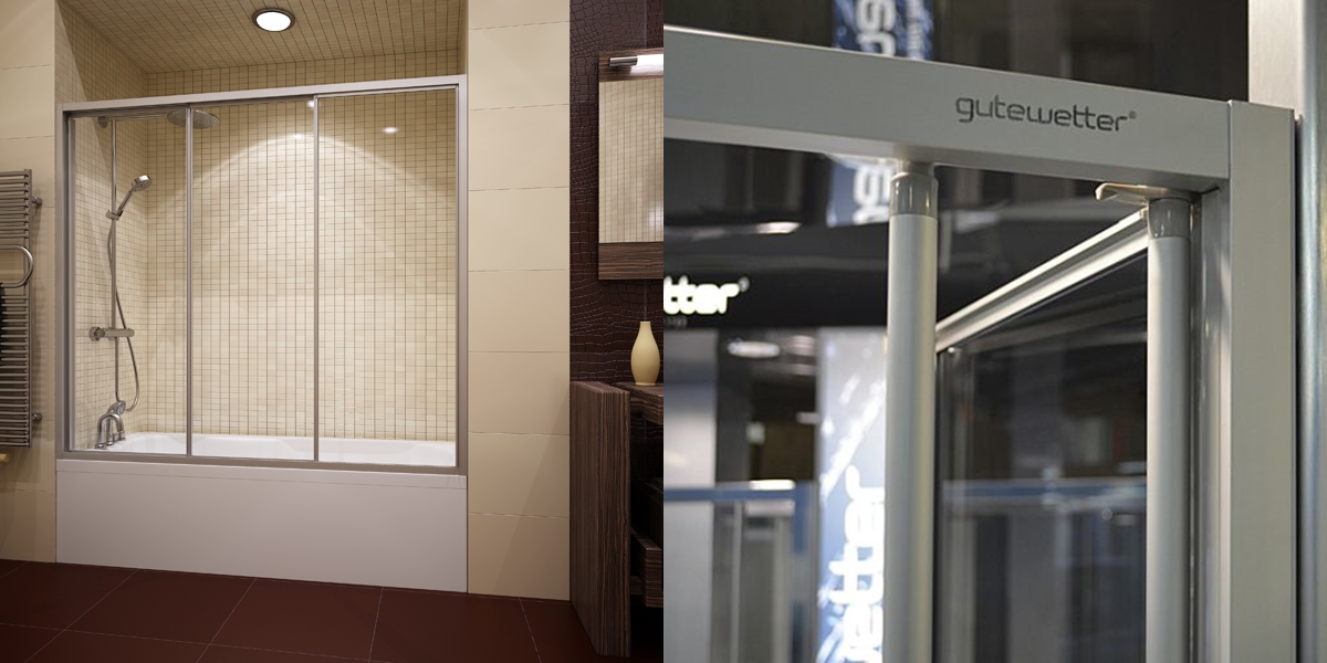 160X150GV403A Душевое ограждения на борт вынны GUTEWETTER Германия PRACTIC - Вид №1