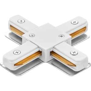 Коннектор для соединения трековых шинопроводов Х-образный Wolta WTL-XC/01W, цвет белый