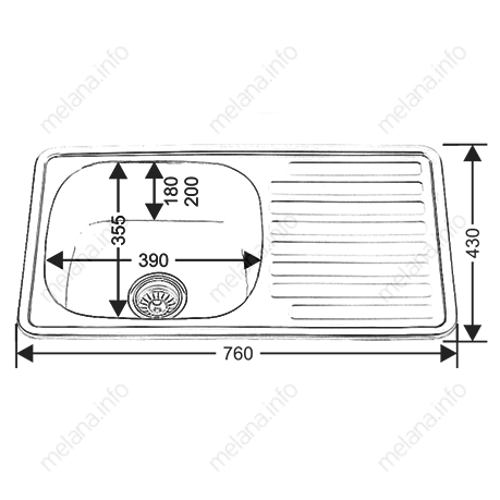 170 мойка MLN 7643 врезн универсал 0,6/180 (*10 ) MELANA  - Вид №1