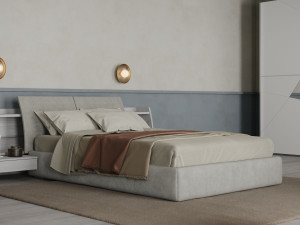 Кожаная двуспальная кровать для хранения