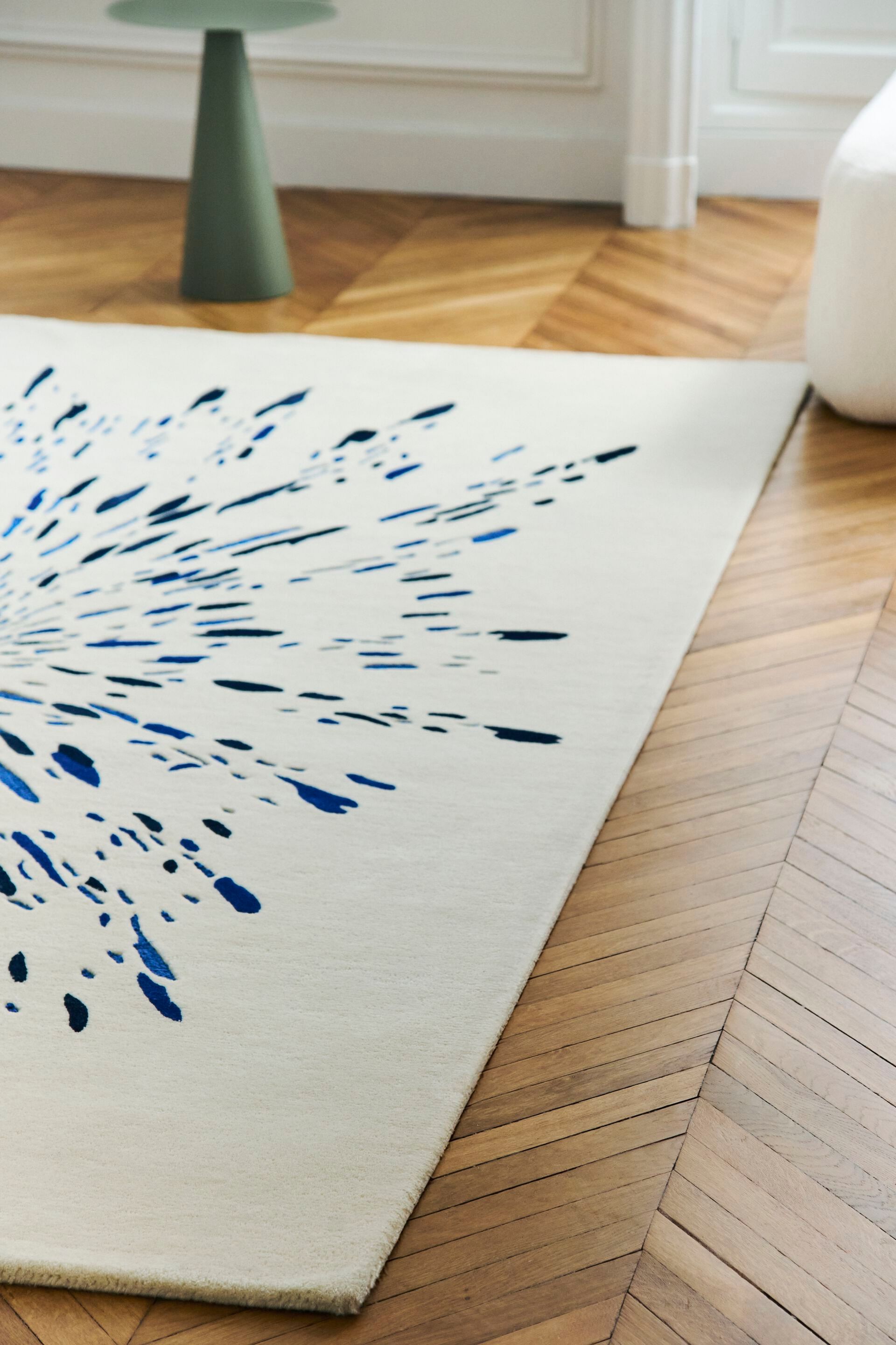 Шерстяной ковер ручной работы Toulemonde Bochart PAINT BLANC BLEU ARCH-00145568 - Вид №4