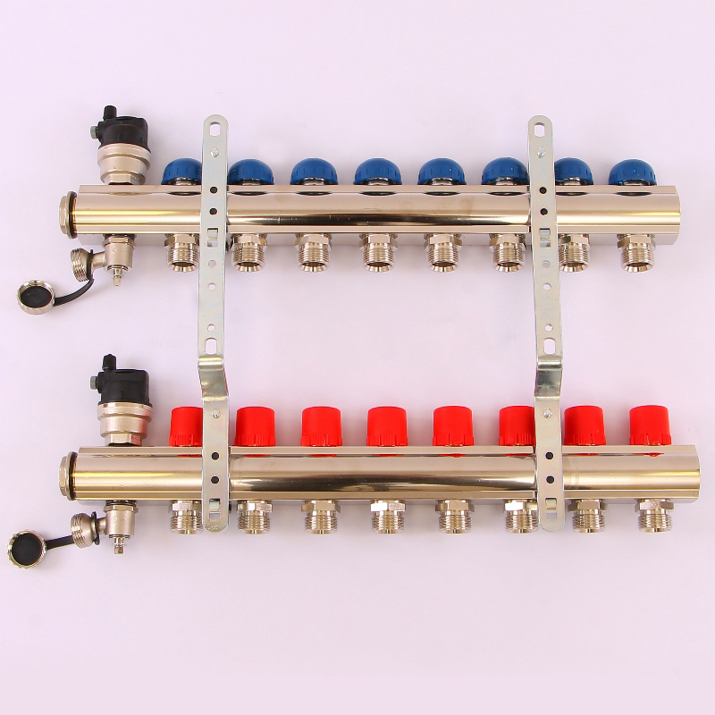 Коллекторная группа TOPWAY с регулировочными и термостатическими вентилями с резьбой под евроконус EMMETI 1"x3/4"ЕК 8 выходов 01298722 - Вид №3