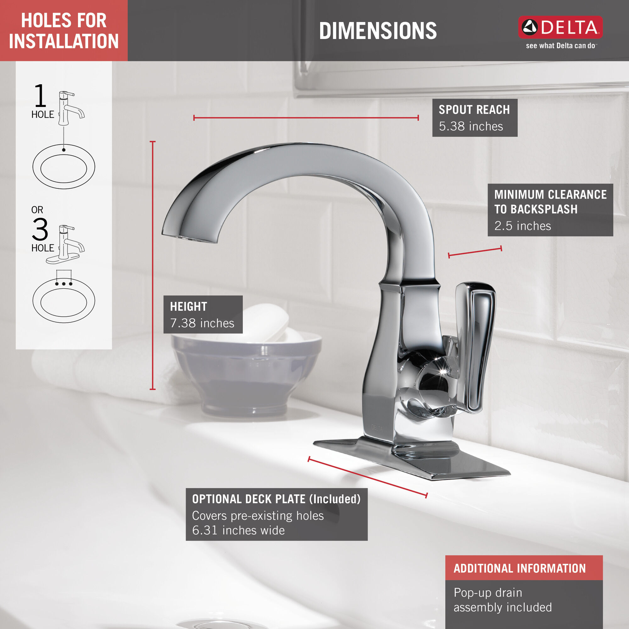 15718LF-BL Смеситель для ванной с одной ручкой Delta Faucet Lakewood Матовый черный - Вид №2