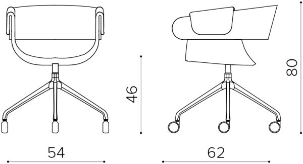 KA100C стул с алюминиевой основой на колесиках True Design Kay - Вид №1