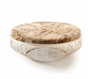 Mambo Unlimited Ideas Низкий круглый журнальный столик с обитой столешницей Air