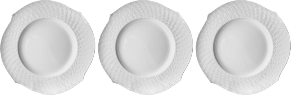10645325 Meissen Набор из 6 тарелок обеденных Meissen "Игра волн, рельеф, белый", 28,5см Фарфор, Керамика 