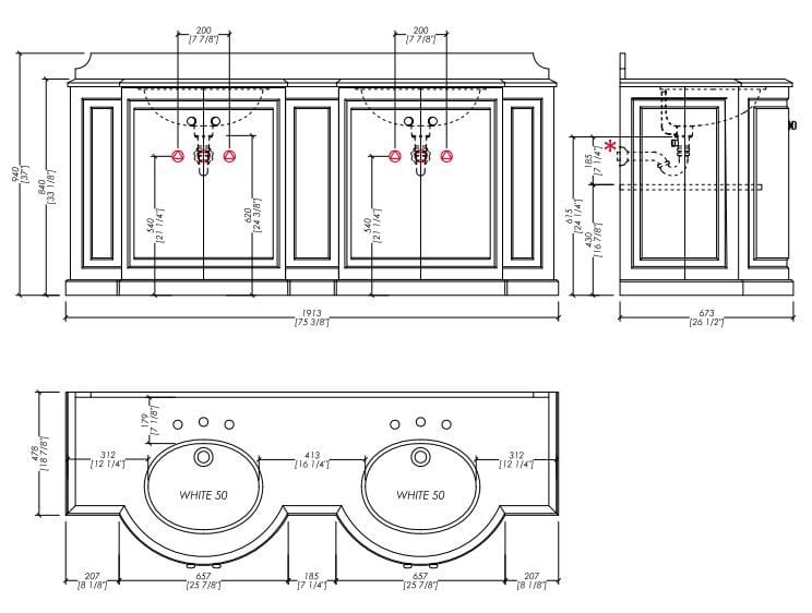 Двойной умывальник с дверцами Devon&Devon REGENT ARCH-00092952 - Вид №3