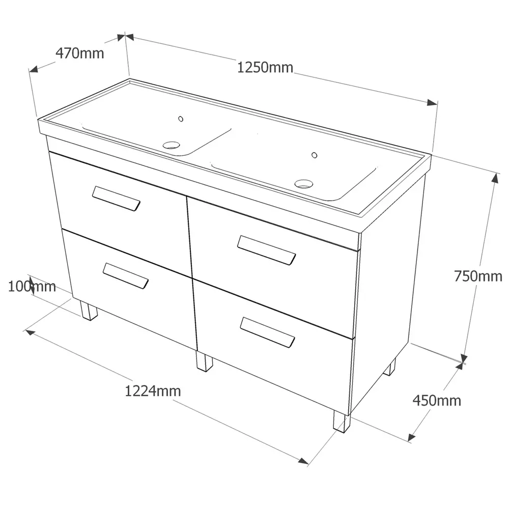 Тумба под раковину напольная Hilton 125 см цвет графит VIGO STLM-2106983 - Вид №5