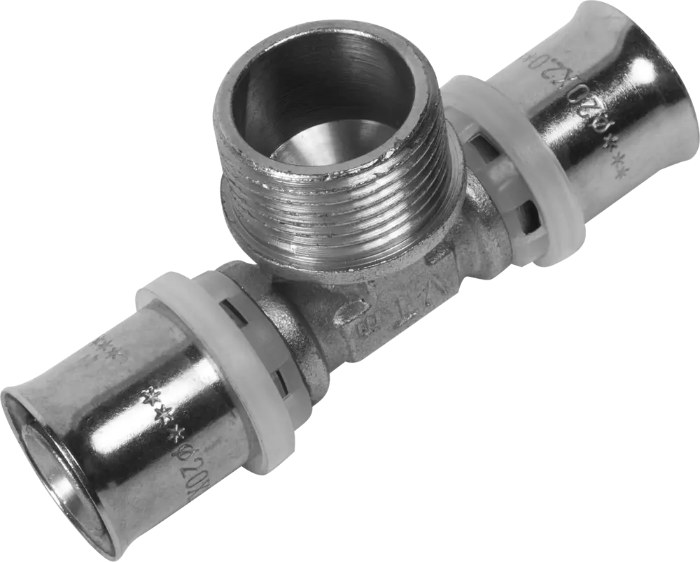 Тройник Valtec 20x3/4"x20 мм с переходом на резьбу для систем водоснабжения 15474575