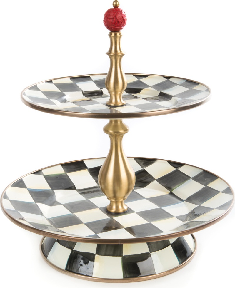 10654533 Mackenzie-Childs Ваза для сладостей двухъярусная Courtly Check Сталь 