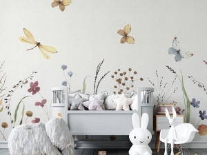 Детские панорамные обои с цветочными мотивами