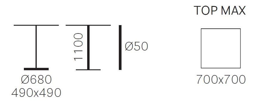 Высокий квадратный алюминиевый стол для контракта Pedrali Laja ARCH-00106680