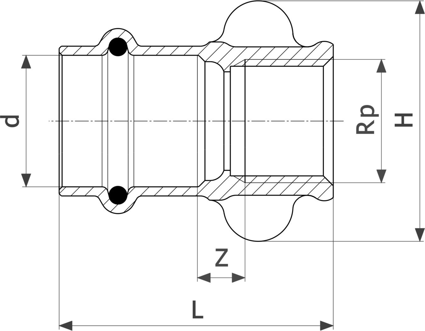 346 478 Модель 2612.3 Трубопроводные системы  Profipress G  Переходники/​переходные угольники Santreyd  - Вид №3