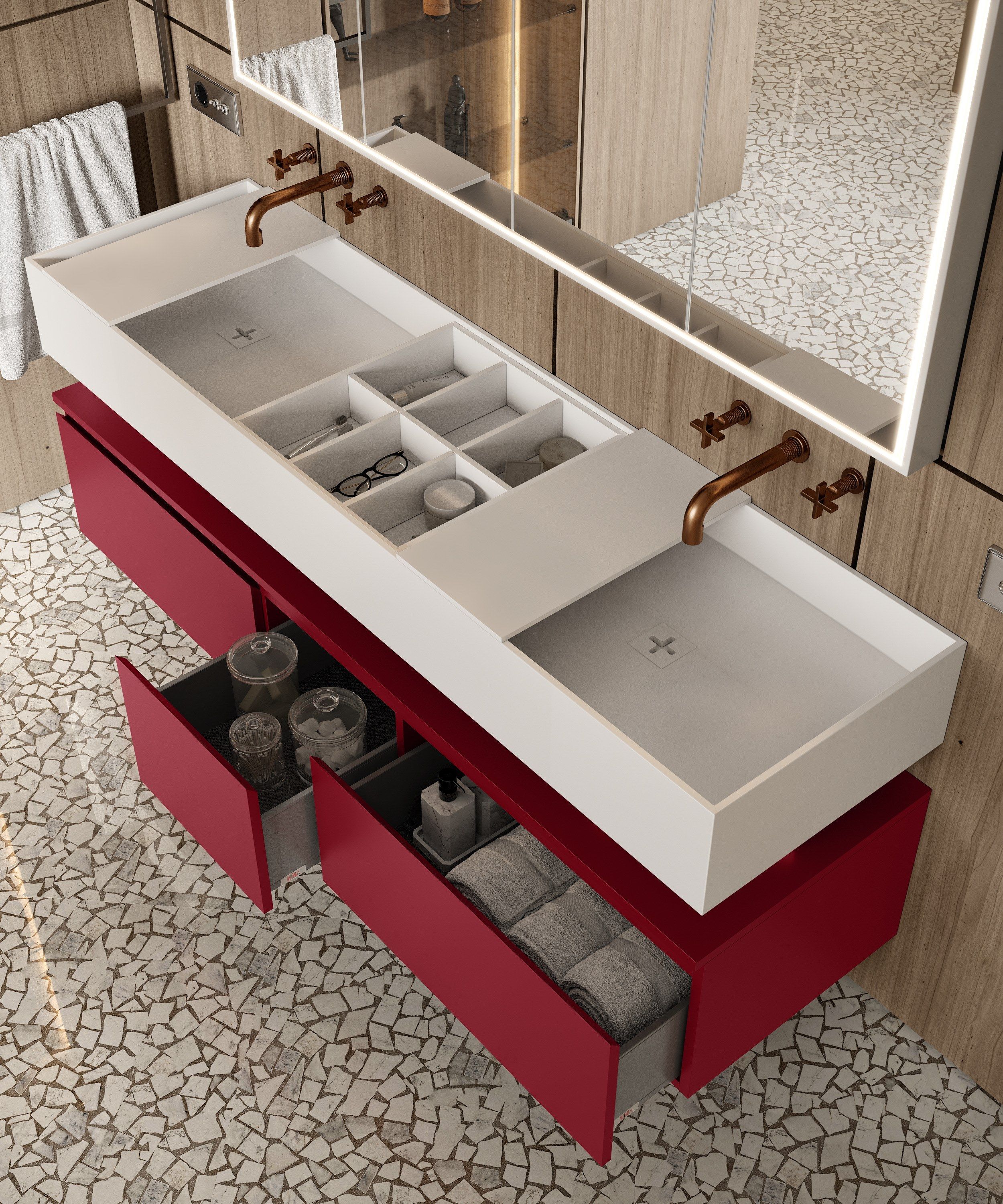 Двойная подвесная раковина из твердой поверхности MOMA Design CANASTA ARCH-00120362