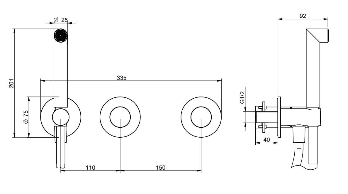 Смеситель для душа из нержавеющей стали с ручным душем Rubinetterie Treemme 28 мм ARCH-00007745 - Вид №1